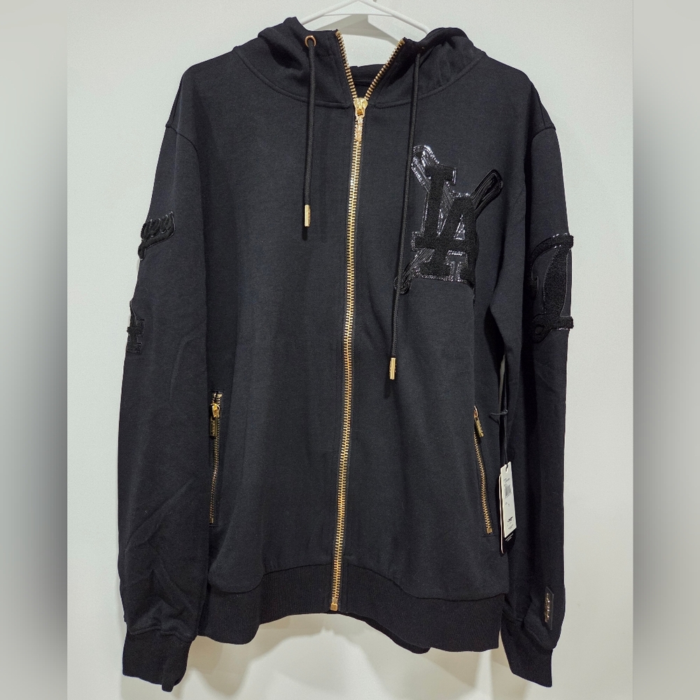 Pro Standard Los Angeles Dodgers Stitched Logos Blackout Hoodie Baseball Size S